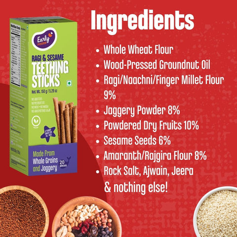 Pack of 3 - Whole Wheat, Ragi & Millets Teething Sticks