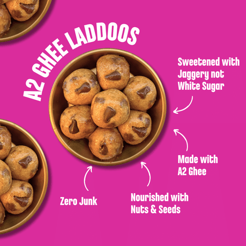 Pack of 3 - A2 Ghee Laddoos (Jowar Choco Chip, Ragi Choco, Dry fruits Choco Chip)