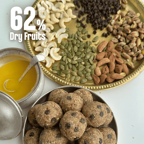 Pack of 3 - Ghee Laddoos (Dry Fruits Choco Chip, Sathu Badam, Jowar Choco Chip)