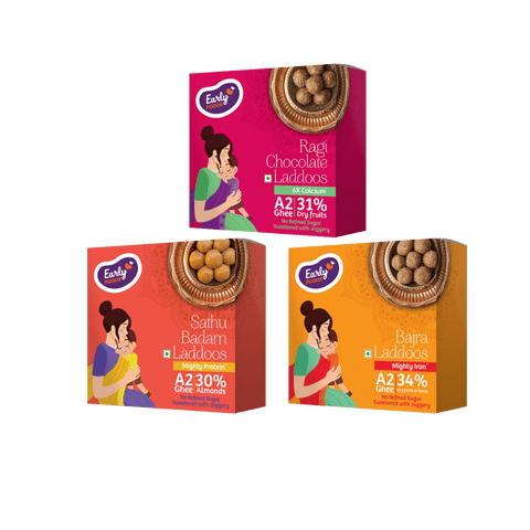 Pack of 3 - Ghee Laddoos (Ragi Choco, Sathu Badam, Bajra Laddoos)